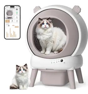 Self Cleaning Litter Box for Multiple Cats, Automatic Litter Box with APP Real-Time Monitor, Dual Safety Protection, Odor-Free Waste Disposal Includes Trash Bags, Pink