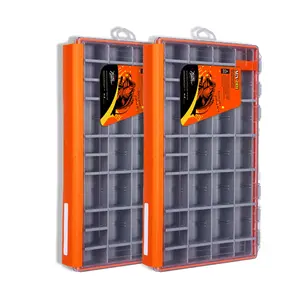 Tcakelox Deluxe Fishing Tackle Box, Waterproof 3700 Tackle Trays, Organizer with Removable Dividers, Sealed Lure Box and Terminal Tackle Storage (3700 Orange 2PCS)