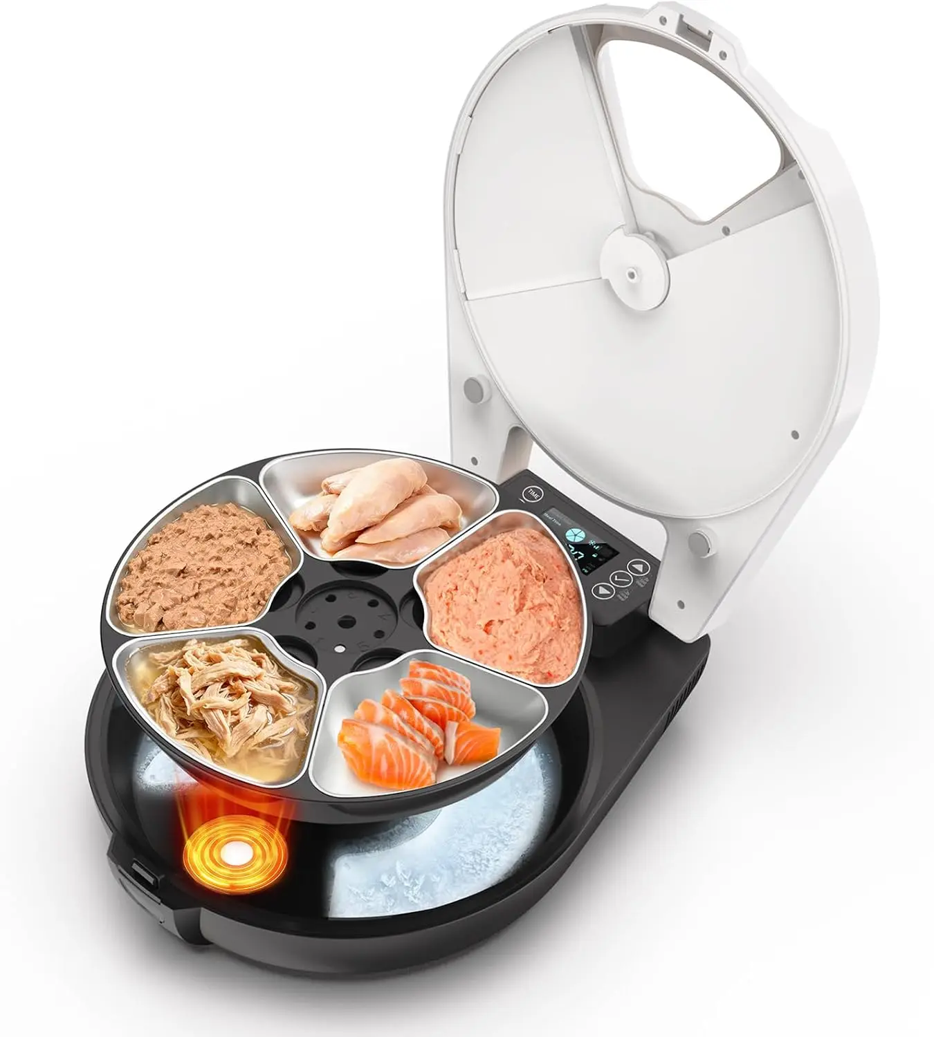 Automatic Wet Food Cat Feeder - Programmable Timer Dispenser with Semiconductor Cooling & Heating, 3-Day 5 Fresh Meals Refrigeration, 304 Stainless Steel Bowl