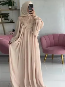 2025 Muslim Luxury Abaya Dress - Sequins & Beaded Elegant Muslim Ramadan Kaftan, Dubai Islamic Party Wear, Modesty Abaya, Lightweight Loose Robe for Women, Modesty Muslim Clothing