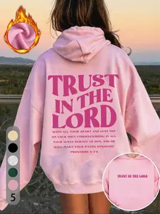 Women's Casual Loose Fit Letter Print Hoodie, Graphic Casual Hoodie, Comfortable Long Sleeve Drop Shoulder Sweatshirt with Pockets, Casual Hooded Sweatshirt, Fall & Winter Fashion