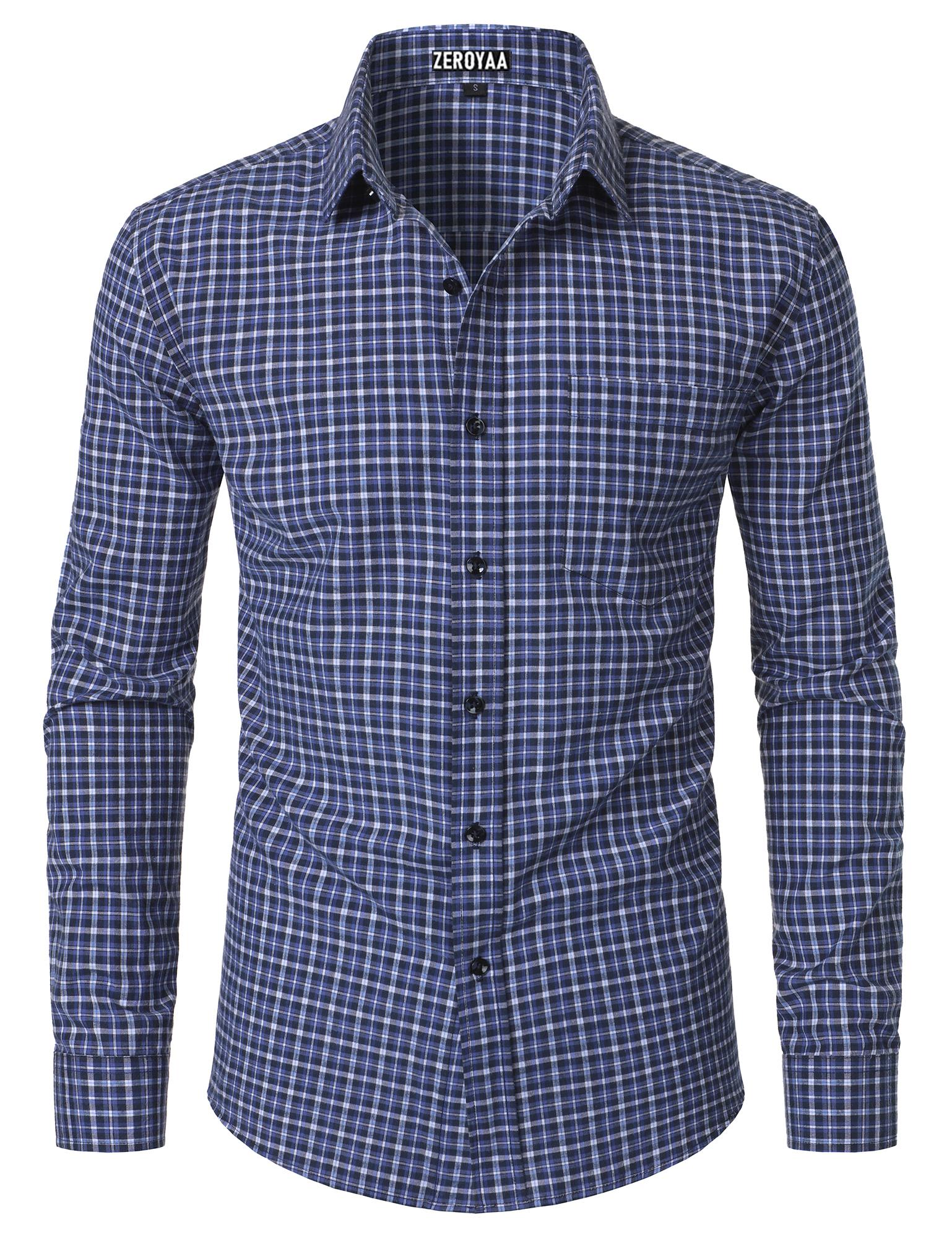 ZEROYAA Men's Plaid Long Sleeve Dress Shirt Formal Gingham Slim Fit Button Down Shirts with Lightweight Casual Classic Birthday Fashion ZEROYAA Men's Plaid Long Sleeve Dress Shirt Formal Gingham Slim Fit Button Down Shirts with Lightweight Casual Classic Birthday Fashion