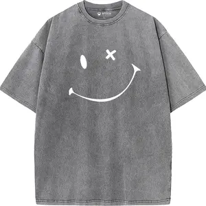 Edgy Middle Finger Smiley 270GSM 100% Cotton Heavy Cotton Set | Print Tee + Embroidered Shorts