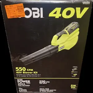 RYOBI 40V 550 CFM BLOWER KIT WITH BATTERY AND CHARGER