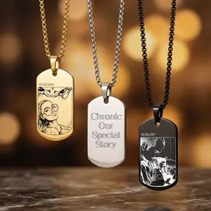 Custom Photo Engraved Pendant Necklace, Personalized Memorial Gift for Him/Her