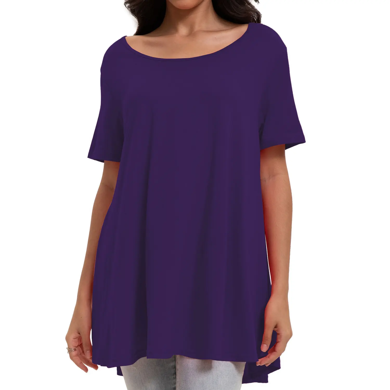 Women's Plus Size Floral Blouse, Casual Short Sleeve Oversized Round Neck Tunic Top for Leggings, Summer Style, Blouses, Shortsleeve, Dressy, Maternity, Essential, Tunics, Basic
