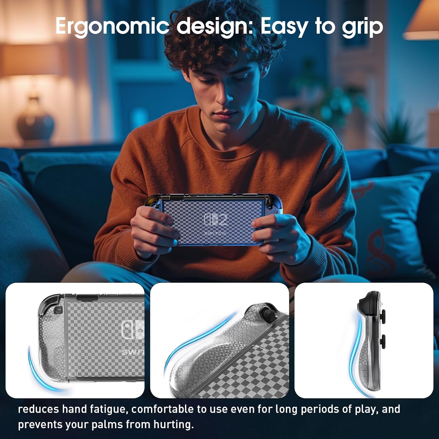 Switch 2 Case Switch 2(2025), Switch 2 TPU Cover, Protector Case Cover for Switch 2 Accessories with 6 Thumb Caps and Screen Protector, Anti-Slip, Shock-Proof,Anti-Scratch