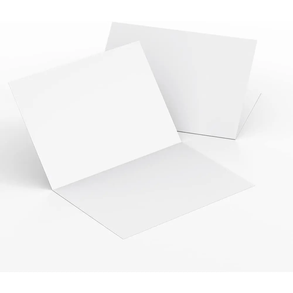 100-Pack Of Heavyweight White Blank Cards - 6x8 Scored To 4x6 Greeting Cards - 110lb Blank Cards - Printable Note Cards (4x6, inches)