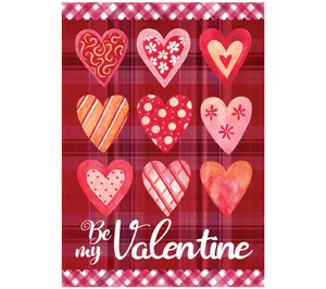 Northlight Be My Valentine Plaid & Heart House Flag 28" x 40" Northlight Be My Valentine Plaid & Heart House Flag 28" x 40"
