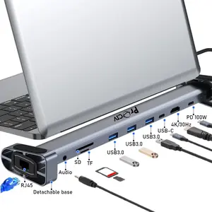 USB-C Laptop Docking Station Stand – 10-in-1, Triple Display, 4K, PD 100W, USB 3.0