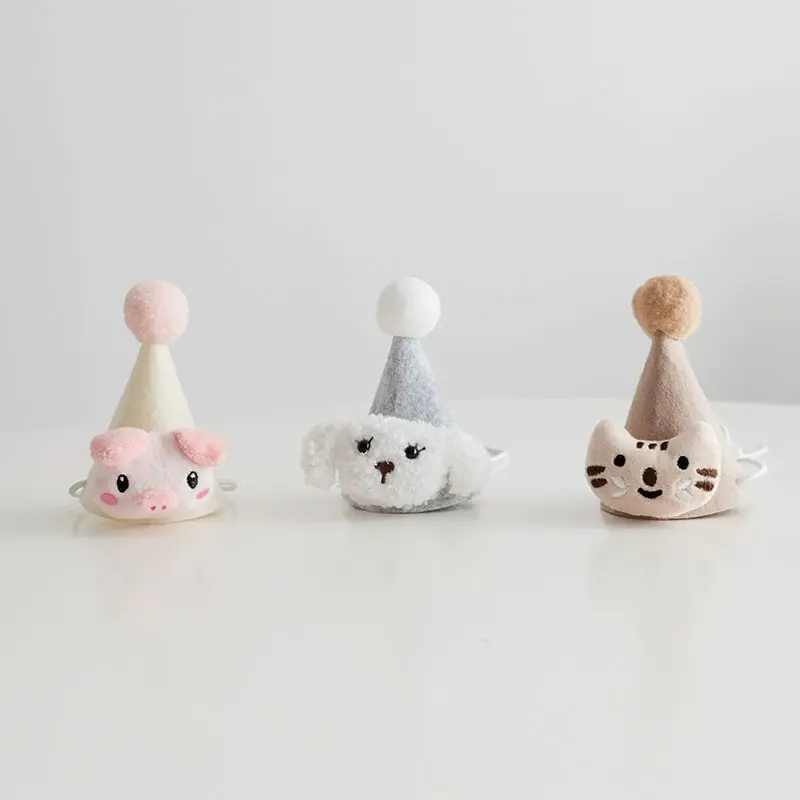 Pet Birthday Party Dress up Cute Cartoon Cat Dog Hat Headdress Bib Photography Accessories Props Supplies