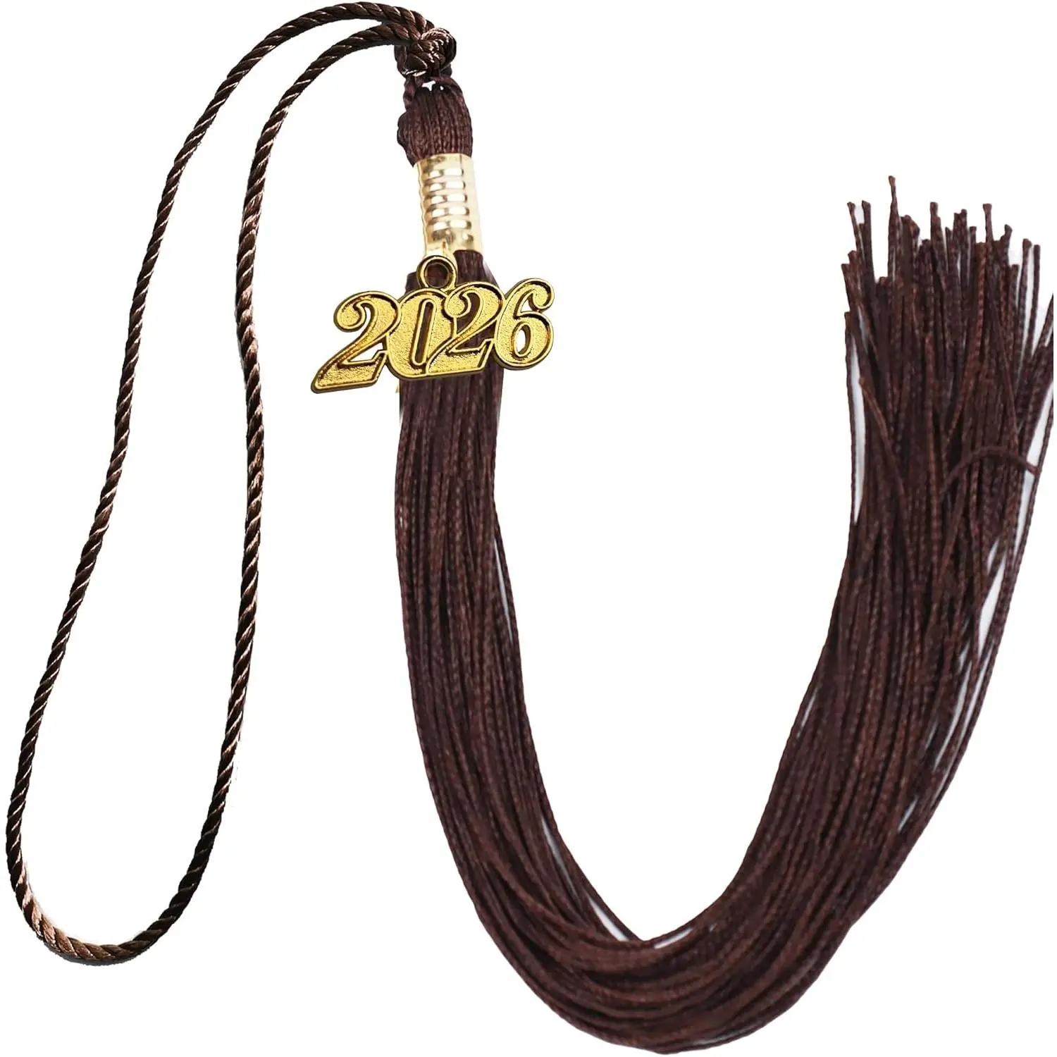 Dark Brown Graduation Tassel Cap Accessory - 9 in Length, 2026 Old Gold Year Charm, Home Supplies Miscellaneous Accessory, 9 Inch