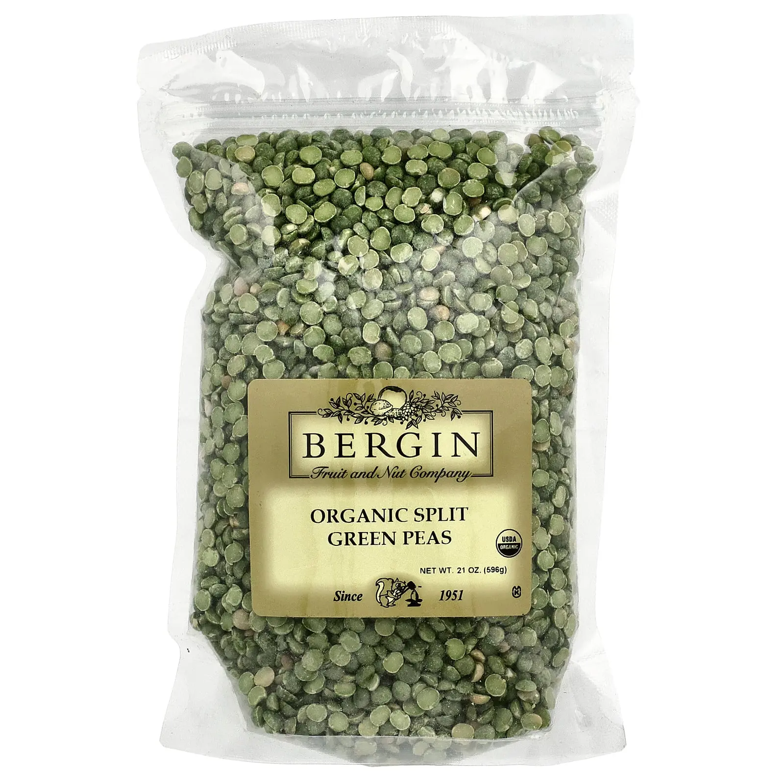 Bergin Fruit and Nut Company Organic Split Green Peas, 21 oz (596 g)