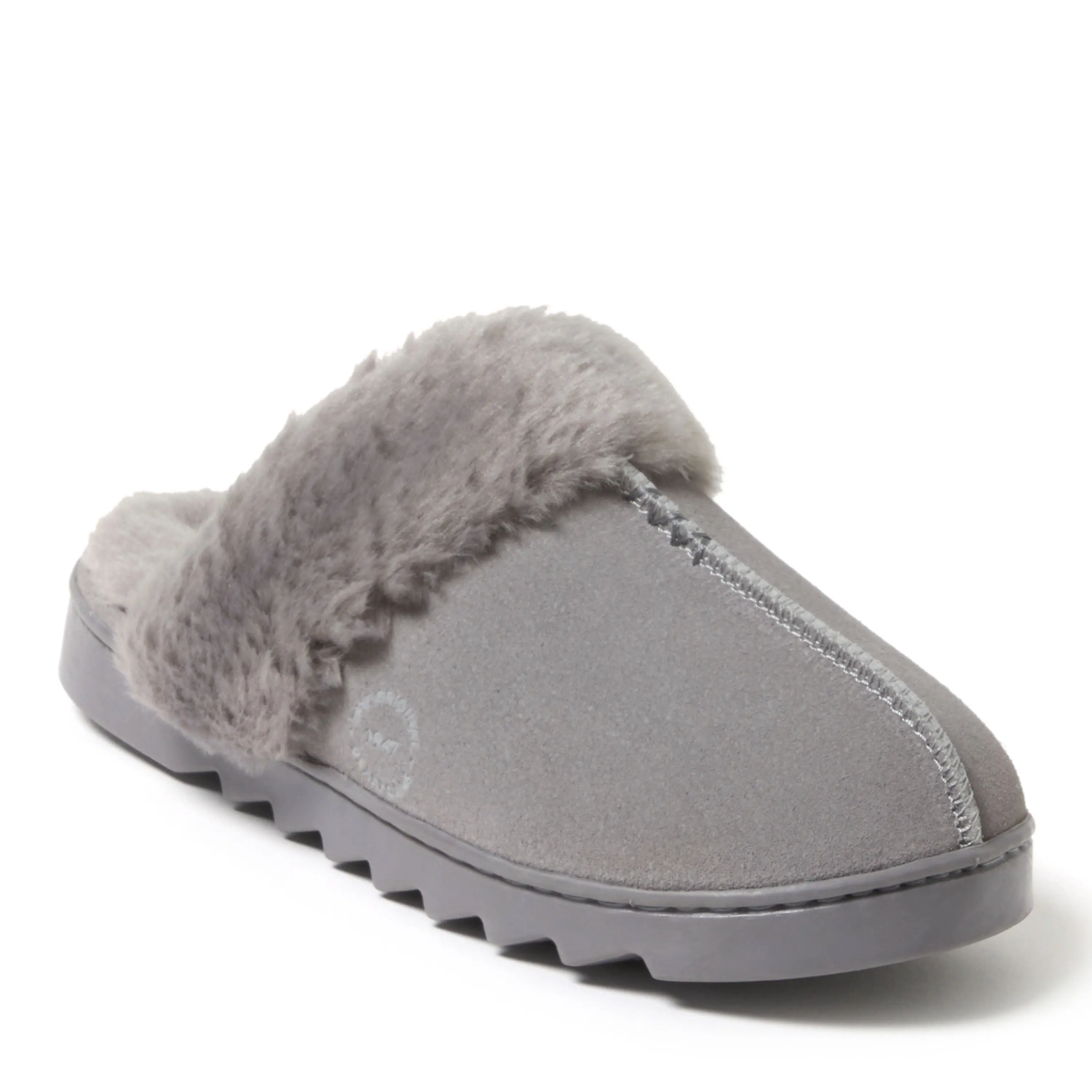 Dearfoams Women's Helena Soft Genuine Suede Slide Home Slipper, Scuff-Design House Shoe, Home Slippers