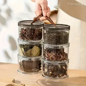 Three-Tier Round Spice Storage Box, Multi-Layer Fresh-Keeping Container, Transparent Stackable Airtight Jar, Food-Grade, Ideal for Refrigerator & Countertop, Food Storage Containers, Seasoning Jars Containers