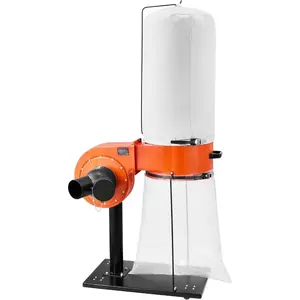 VEVOR Dust Collector, 800 CFM 2.5 Micron Vortex Cone Dust Collectors, 1HP Sawdust Collection System with 16 - Gallon Large Capacity Dusts Collector Bag, Filter Bag, and Casters, 3400 RPM High SpeedVEVOR Super Brand Day