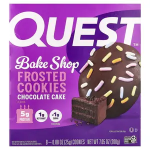 Quest Nutrition Bake Shop, Frosted Cookies, Chocolate Cake, 8 Cookies, 0.88 oz (25 g) Each