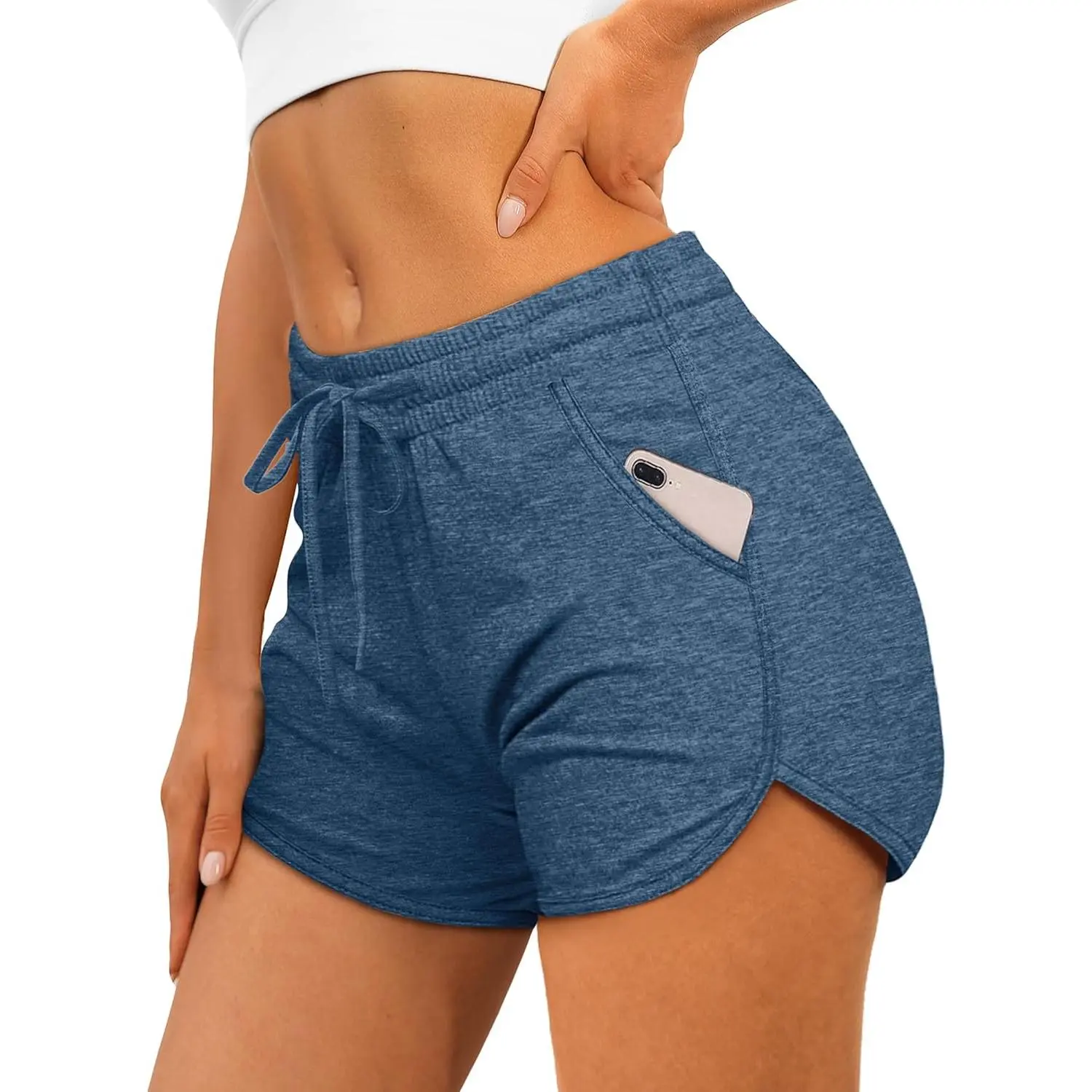 Women's Athletic Running Dolphin Shorts - Cool, Loose, Sporty Chic, Elastic Waist, Stretch Shorts with Pockets and Drawstring, Cool Shorts, Loose Shorts