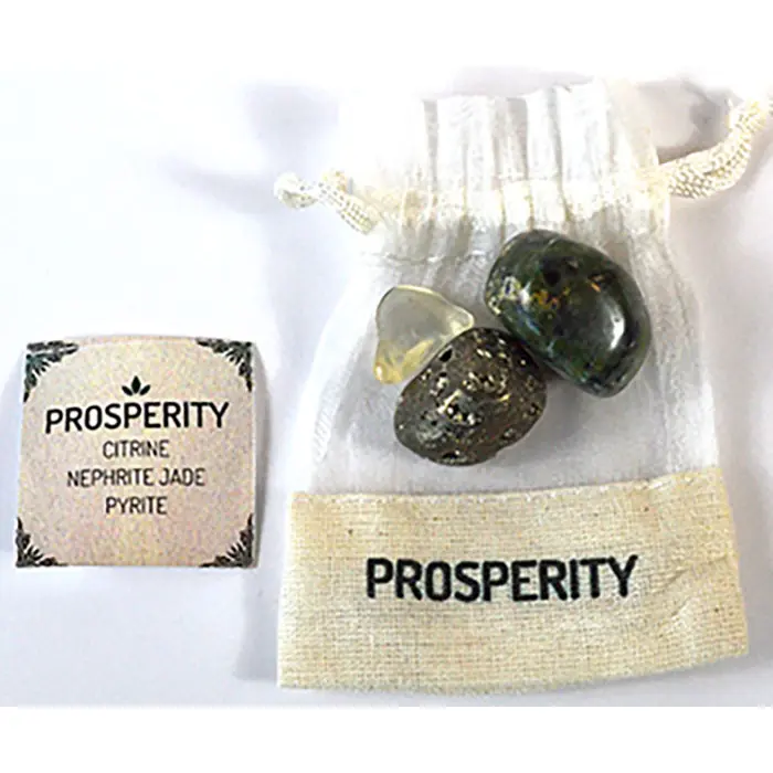 Prosperity Crystal Kit — Citrine, Nephrite Jade &amp; Pyrite Abundance Set