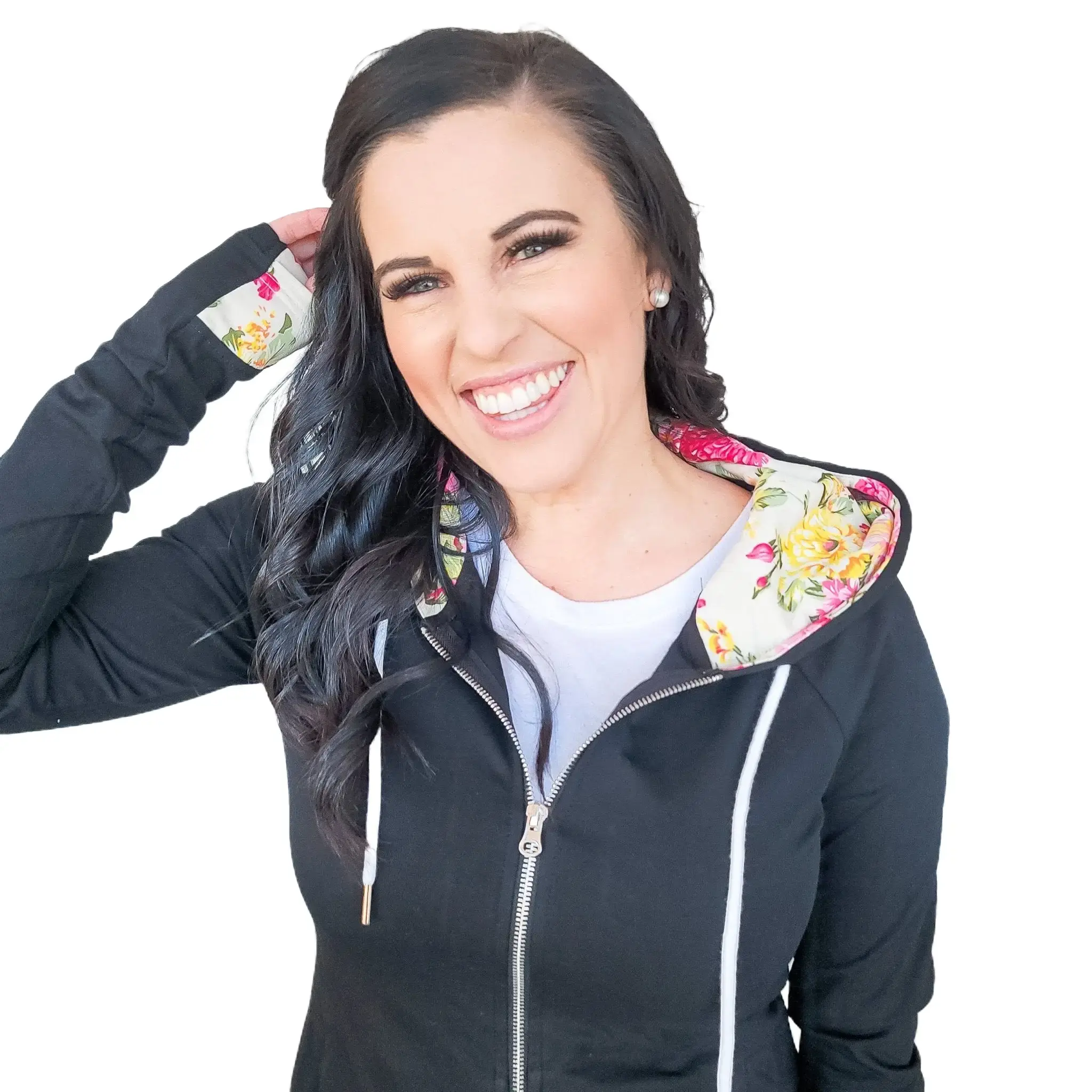 Lexi Black Floral Viral Hoodie