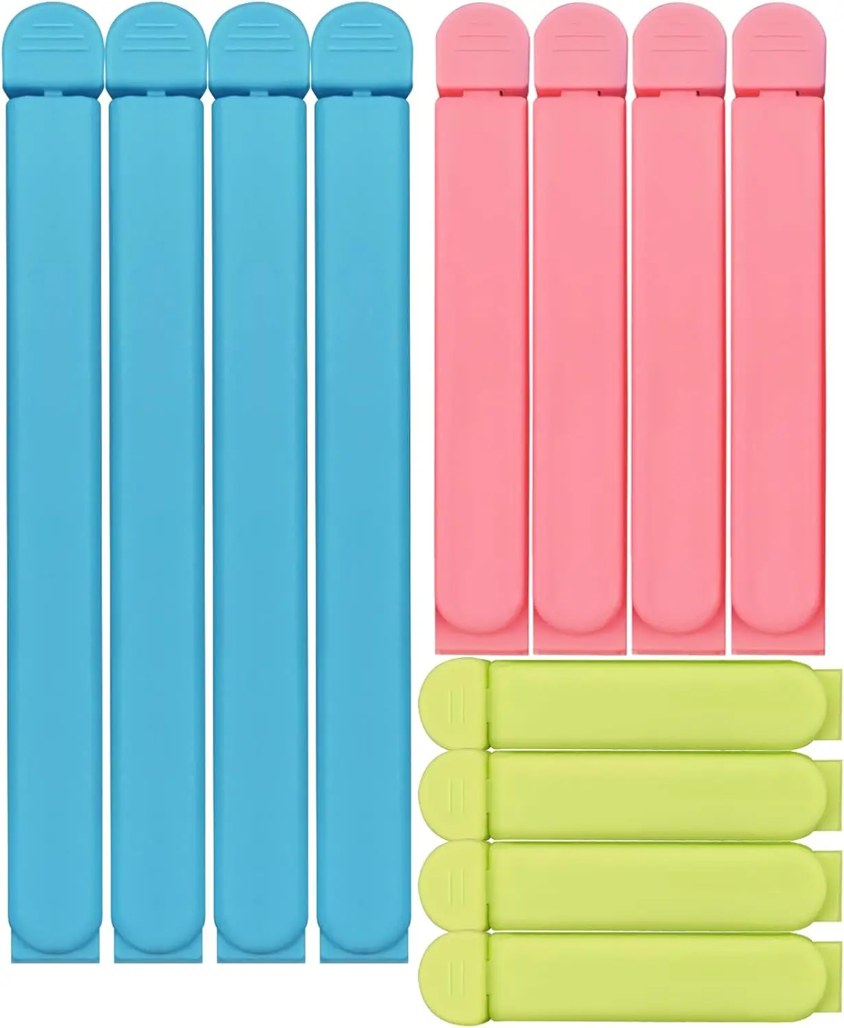 12 Pack Colored Bag Clips, Bag Closures, Chip Clips, Piping Bag Clips for Kitchen Food Bag Sealing, 3 Size