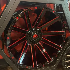 Fuel Contra Wheel D64322202647 - Black & Red Glossy Finish with Red Accents for High-Performance Vehicles