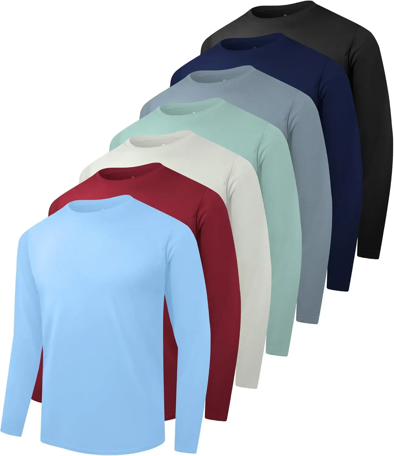 7 Pack Men Dry Fit Workout Long Sleeve Athletic Gym UPF SPF UV Sun Protection Quick Dry Lightweight ShirtsGift.