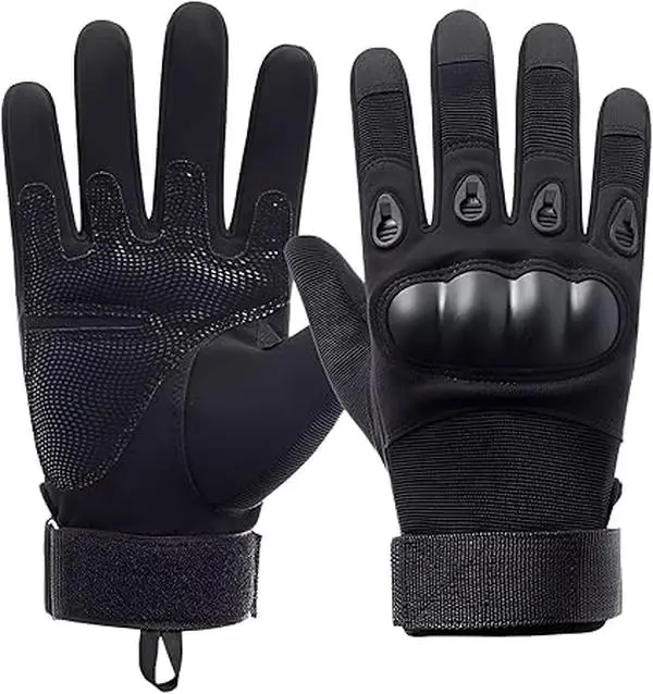 Tactical Full Finger Gloves for Men, Hard Knuckle Outdoor Work Gloves, Non-Slip Palm Adjustable Wrist Breathable Gloves for Training, Cycling, Hiking, Camping, Driving, Heavy Duty Daily Use