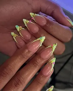 Colorful Gems Press On Nails/Handmade Gel Nails In Medium Almond/Glue On Nails/False Nails/Birthday Festival Vacation Nails/Gift for Her