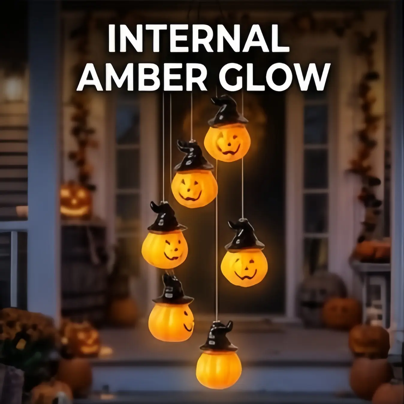 Solar-Powered LED Wind Chime Ornament - Portable Outdoor Halloween Holiday Decor, 5-Color Changing Amber Lights, IP44 Rated Home Courtyard Lighting Solution