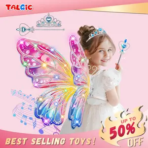Light Up Fairy Wings for Girls - LED Butterfly Wings with Music for Kids Aged 3 4 5 6 7+ Costume, Birthday Christmas Party Costume Princess Toys for Girls