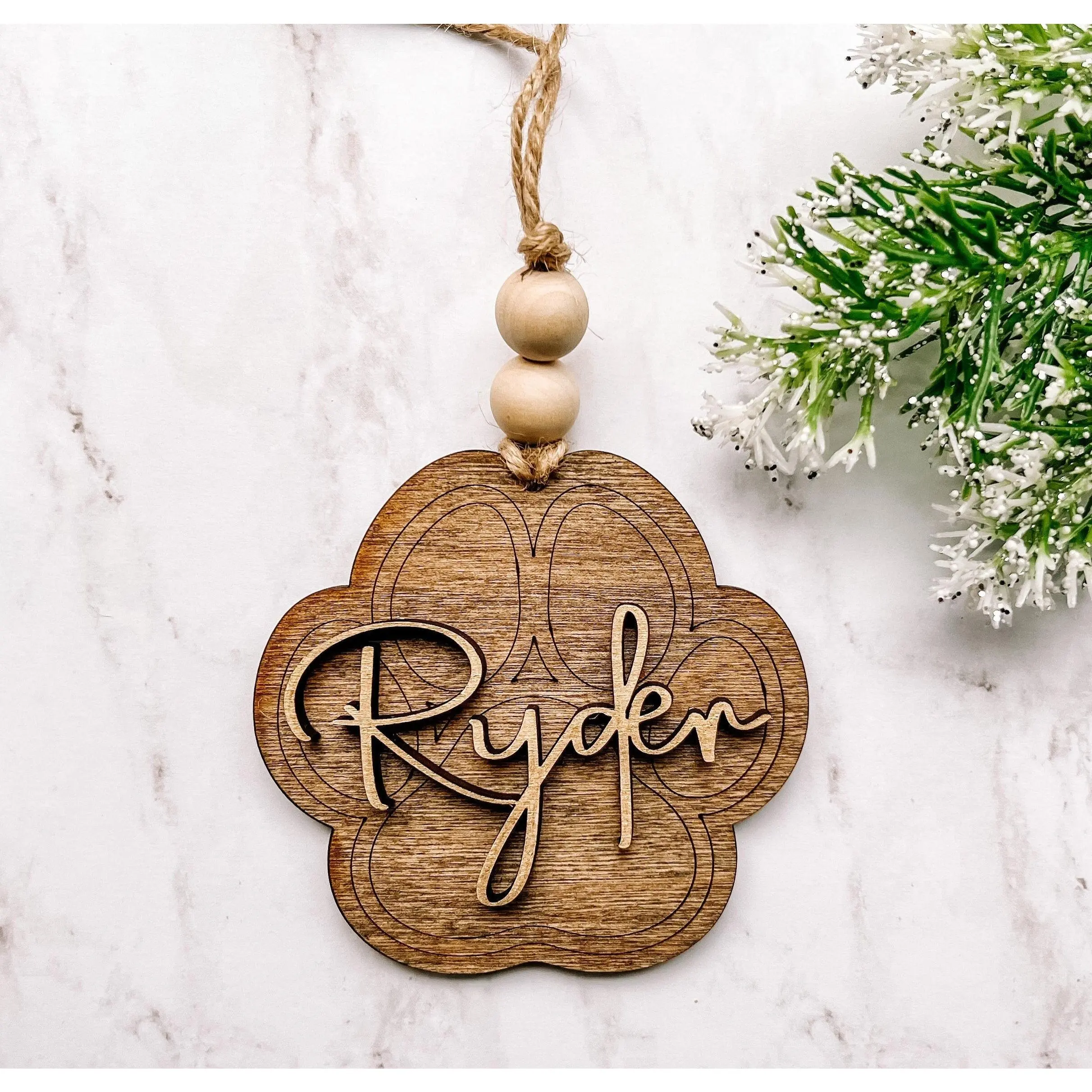 Paw Print Personalized Ornament & Stocking Tag
