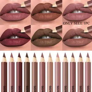 1 Pc Smooth Lip Liner Pencil, Long-Wear Lip Shape, Non-Smudging Lip Makeup For Students And Everyday Wear, Rose Pink And Red And Natural Nude, Lip Beauty Essential