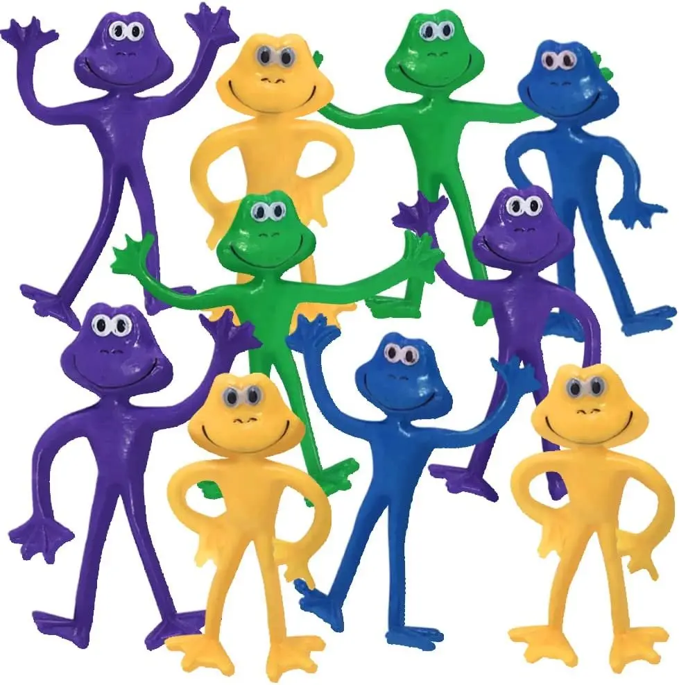 Bendable Frog Figures, Set of 12, Bendable Toys for Kids, Animal Party Favors for Boys and Girls, Stress Relief Fidget Toys for Kids, Goodie Bag Stuffers, and Pinata Fillers