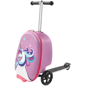 SUGIFT Kids Ride-On Luggage 20" Scooter Suitcase with Flash Wheels Purple Durable EVA Shell Dual Function Travel Fun & Functionality plush kid thoughtful holiday gift