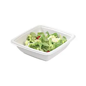 212 MAIN Disposable Square Sugarcane Salad Bowl, Biodegradable Square Tableware, Microwave-Safe for Home & Festive Party Use