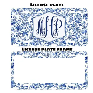 Floral Custom Monogram License Plate & Frame – Stylish Car Accessories Set for Hunters & Outdoor Lovers, Truck Car Tags, Gifts for Him, Tag for Car, Car Accessories