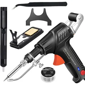 Welder Five-piece set, Versatile Manual Soldering Gun, Internally Heated Industrial Welding Tools, Comes with Solder Wire Rolls, Stand and Accessories (Black)