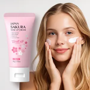 Sakura Glow Cream 50ml  Japanese Cherry Blossom Brightening Face Cream  Natural Radiant Finish  Lightweight Non-Greasy Instant Glow  Daily Essential Primer