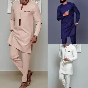 men's 2 piece set 2025 New African Men's Casual Banquet Set