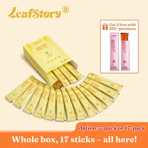 LeafStory Collagen Glow Reset Jelly (17/7 Sticks): Orange Flavor, Collagen, Support Skin Health & Elasticity, Support Hair & Nails, Stress Relief & Nerve Health, Sugar-Free, Gluten-Free, Non-GMO, Gelatin-Free, Natural Ingredients-G