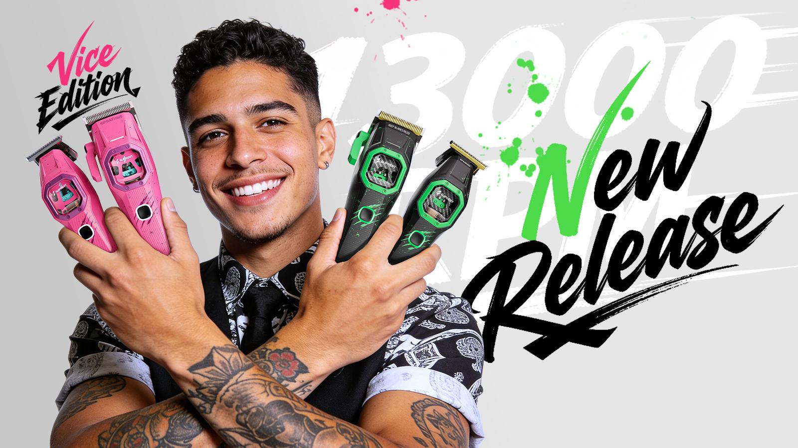 Suprent FANGS Vector Clipper – 13,000 RPM AI Controlled Motor Unique U-Shape Blade- Dual Mode Lever LED Light- Professional Hair Trimmer for Barbers-Gift for man