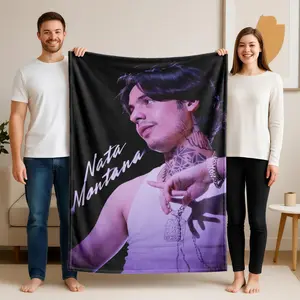 1 piece Nata Montana Trendy Tattoo Men's Photoshoot themed flannel blanket - Modern design flannel blanket, suitable for sofas and beds, all-season use, super soft and comfortable, digital printing, 100% polyester material, machine washable
