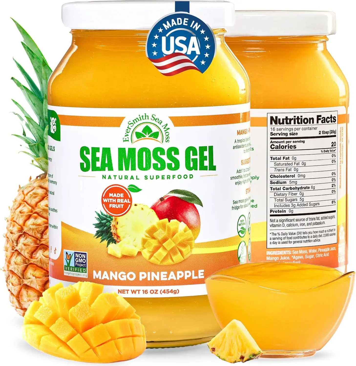 Irish Sea Moss Gel Wildcrafted Raw Superfood Rich in Vitamins Minerals for Immune Support Gut Health Energy Boost Skin Hair Support Natural Detox Nutritional Supplement for Men Women Daily Use