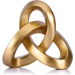 Gold Knot Decor Sculpture, Matte Gold Resin Decorative Knot for Coffee Table Decor, Bookshelf Decor, Entryway Table Sculptures, Office Decor for Shelves, Modern Home Decor
