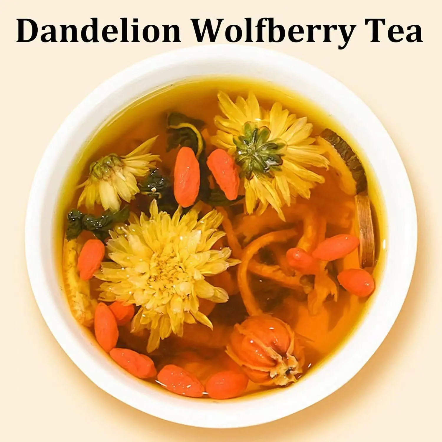 Dandelion Chrysanthemum Wolfberry Herbal Tea Blend 120g, Caffeine Free Floral Tea Mix, Party & Daily Home Office Beverage Gift