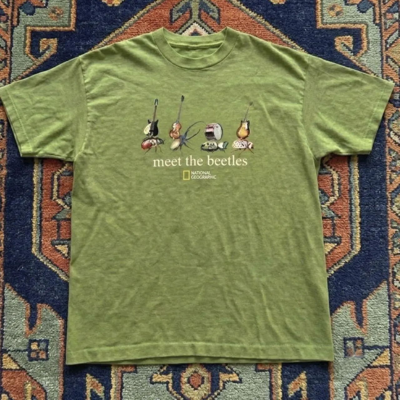 National Geographic baby tee, meet the beetles babay tee, Gildan Women's Green