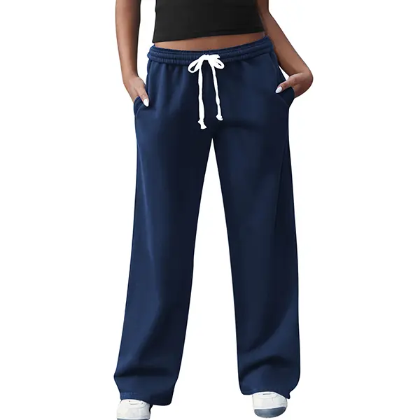 HeSaYep Women's Cotton-Poly Wide-Leg Sweatpants - High-Waisted, Elastic, Adjustable Draw, Moisture-Wick, Breathable, Straight-Leg Joggers with Pockets for Yoga, Travel, Casual Wear