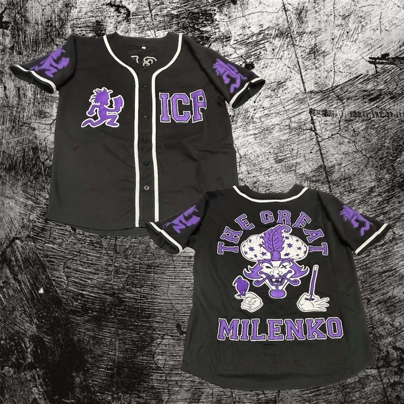 Black with Purple Milenko Baseball Jersey ICP Juggalo Jersey