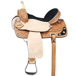 HILASON Western Horse Treeless Saddle American Leather Barrel | for Horses